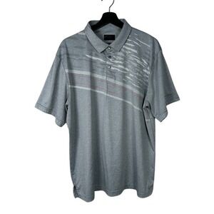 Men's Ben Hogan Gray/Red Graphic Striped Polo‎ Shirt XL